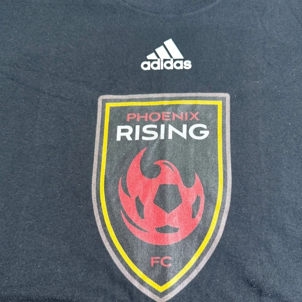 Adidas Phoenix Rising FC Mens XL Black Graphic T-Shirt Soccer Fan Tee New Tag